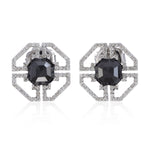 Pave Diamond Octagon Shape Stud Earrings 18kt Solid White Gold Jewelry Gift