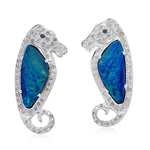 18kt Gold 925 Sterling Silver Opal Gemstone Fauna Stud Earrings October Birthstone Jewelry