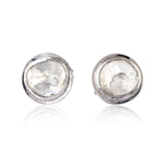 Uncut Diamond Bezel Set Stud Earrings in 18k White Gold