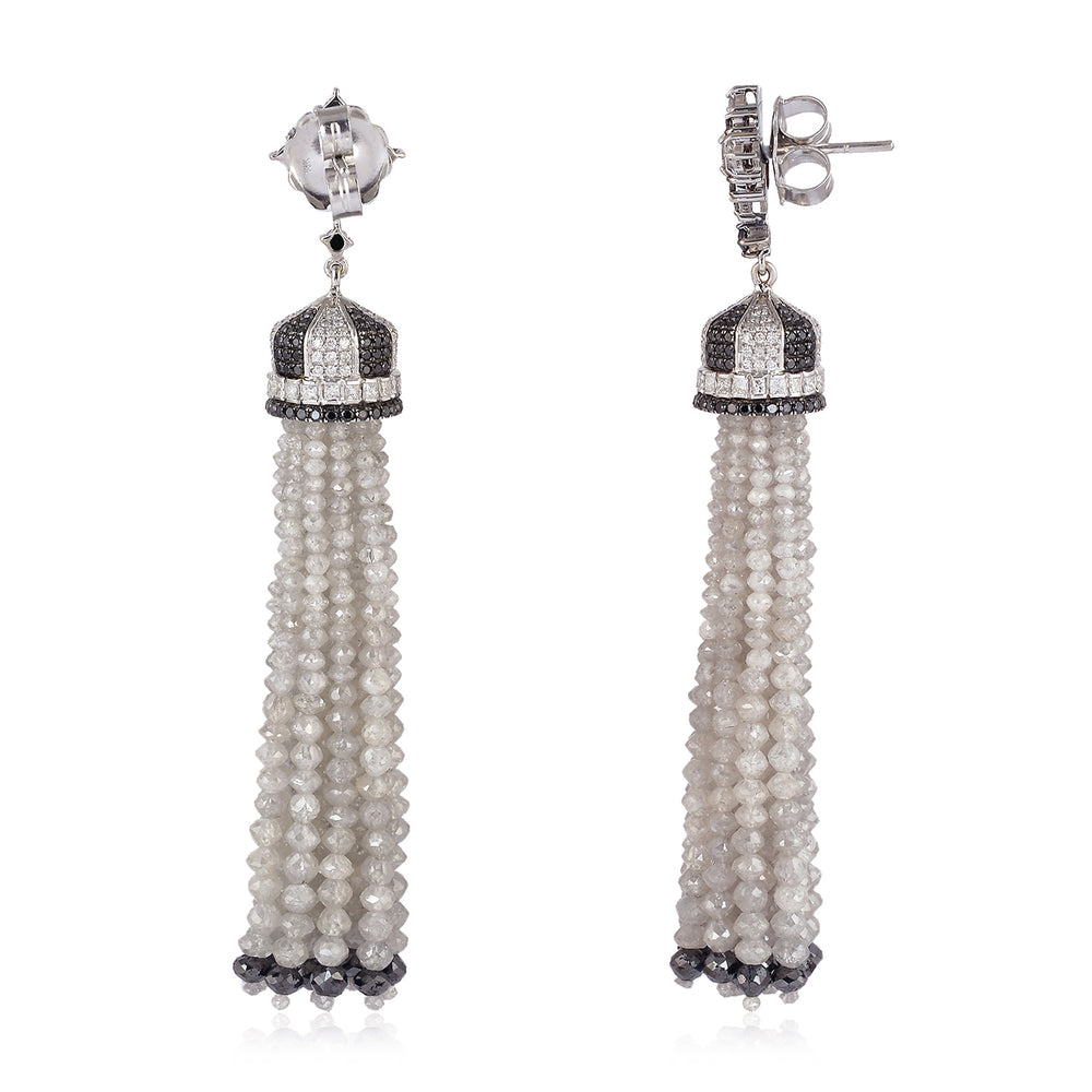 18k White Gold Diamond Tassel Earrings For Gift