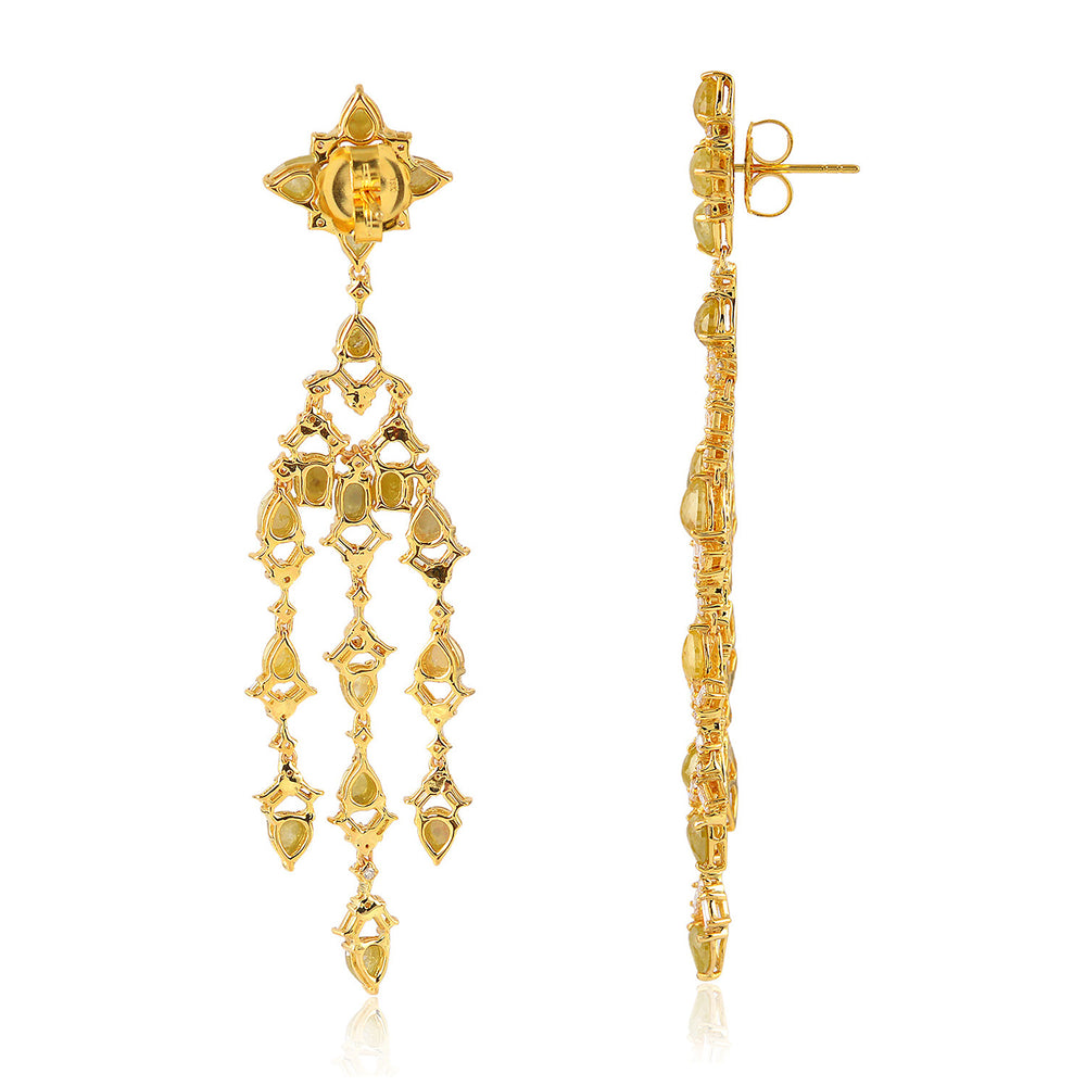 Natural Diamond Chandelier Earrings in 18k Yellow Gold Gift