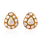 Uncut Diamond Vintage Look Stud Earrings in 18kl Yellow Gold