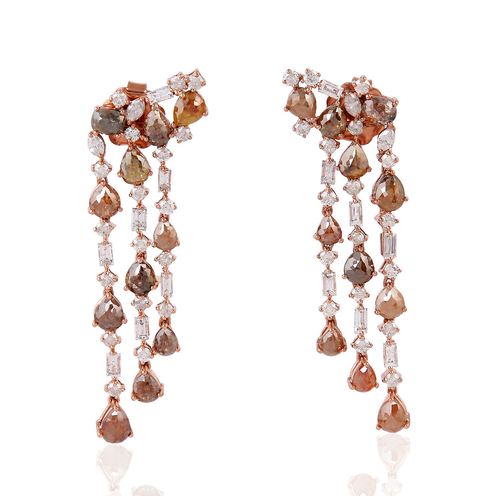 Ice Diamond Chandelier Earrings In 18k Rose Gold For Women