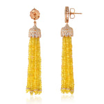Yellow Sapphire Diamond Tassel Earrings in 18k Rose Gold Gift