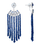Natural Sapphire Beads Diamond Chandelier In 18k White Gold