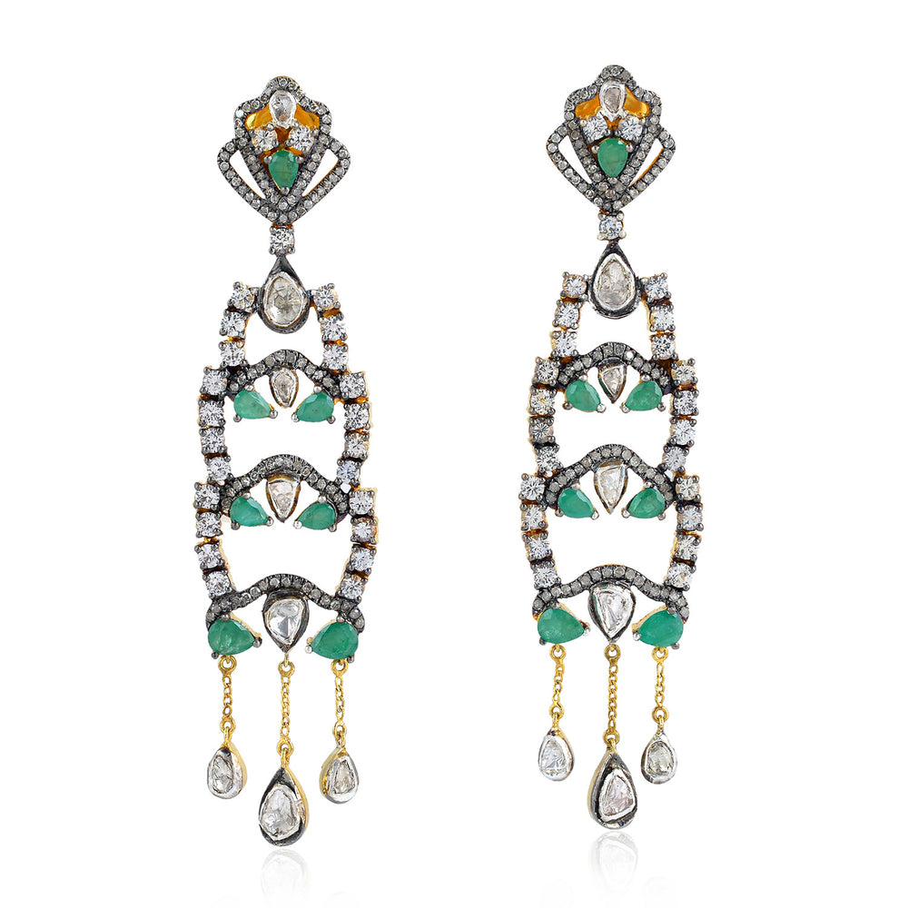 18k Gold Silver Sapphire Emerald Diamond Designer Earrings For Her