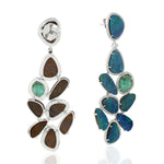 Emerald Dangle Earrings 18k White Gold Diamond Jewelry Gift