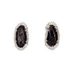 Geode Pave Diamond Handmade Earrings in White Gold For Her