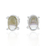 Soild 18k White Gold Geode Diamond Handmade Stud Earrings