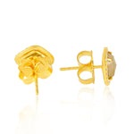 Ice Diamond Square Stud Earrings in 18k Yellow Gold For Her
