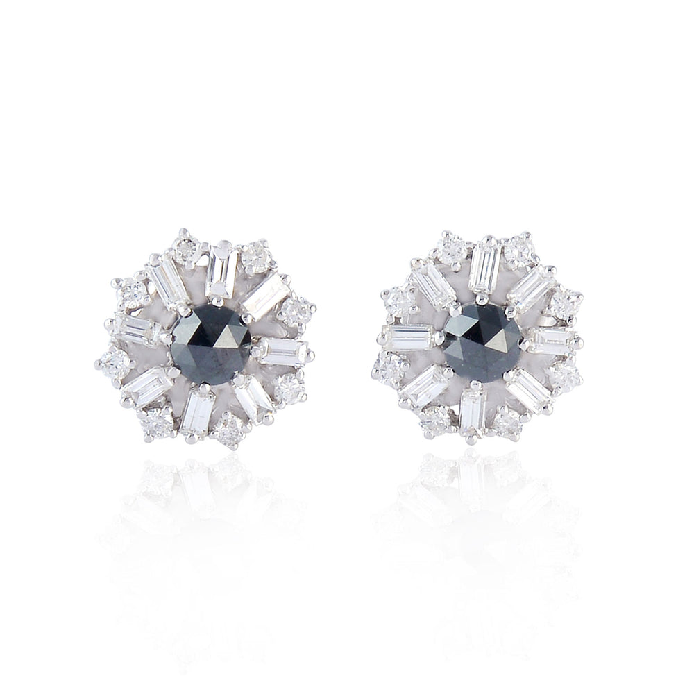 Faceted Diamond Daisy Stud Earrings In 18 White Gold