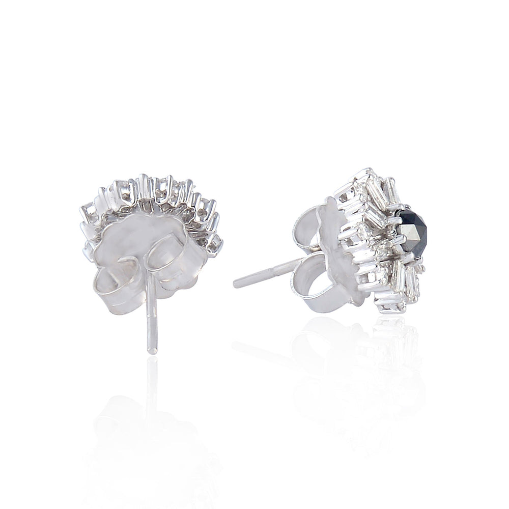 Faceted Diamond Daisy Stud Earrings In 18 White Gold