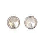 18k White Gold Uncut Diamond Stud Earrings Wedding Gift