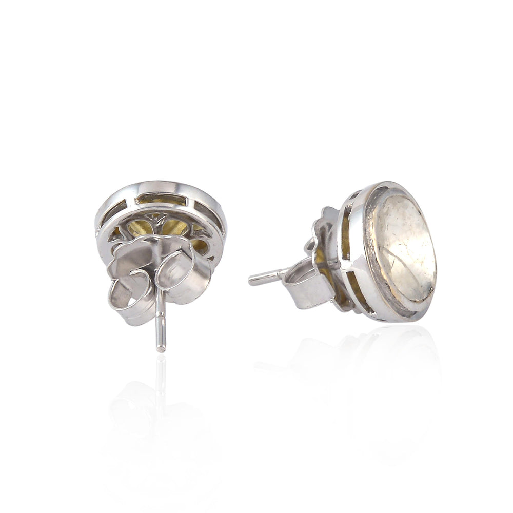 18k White Gold Uncut Diamond Stud Earrings Wedding Gift