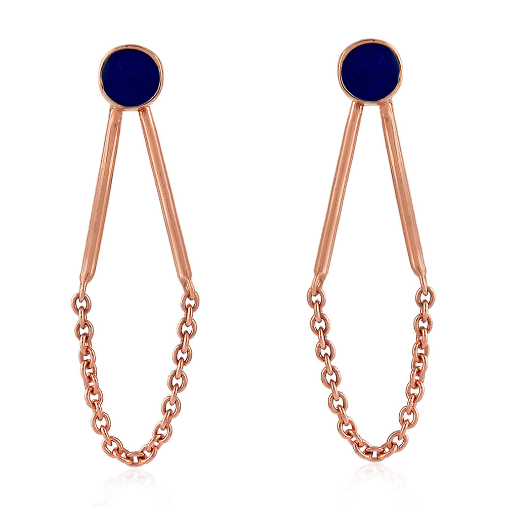 18Kt Rose Gold Link Chain Designer Dangle Earrings Enamel Jewelry For Women Gift