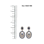 18K Gold Uncut Rose Cut Diamond Blue Sapphire Dangle Earrings 925 Silver Jewelry