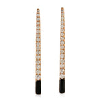 Pave Diamond Black Enamel Earrings Rose Gold Stick Earrings For Womens