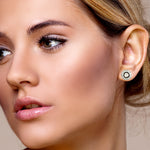 18K White Gold Uncut Rose Cut Diamond Floral Stud Earrings For Gift