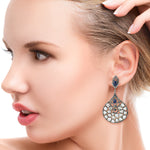 18K Gold Blue Sapphire Rose Cut Diamond Viorian Earrings 925 Sterling Silver Gift