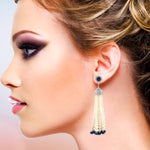 Natural Pearl Dangle Earrings 18K White Gold Diamond Jewelry Gift