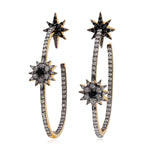 Hoop Earrings Diamond Spinel Silver 18K Gold Jewelry Gift