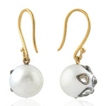 Pearl Chinese Topaz 925 Silver 10k Gold Hook Dangle For Her
