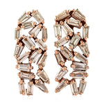 Tapered Baguette Diamond Stud Earrings 18K Rose Gold Jewelry Gift