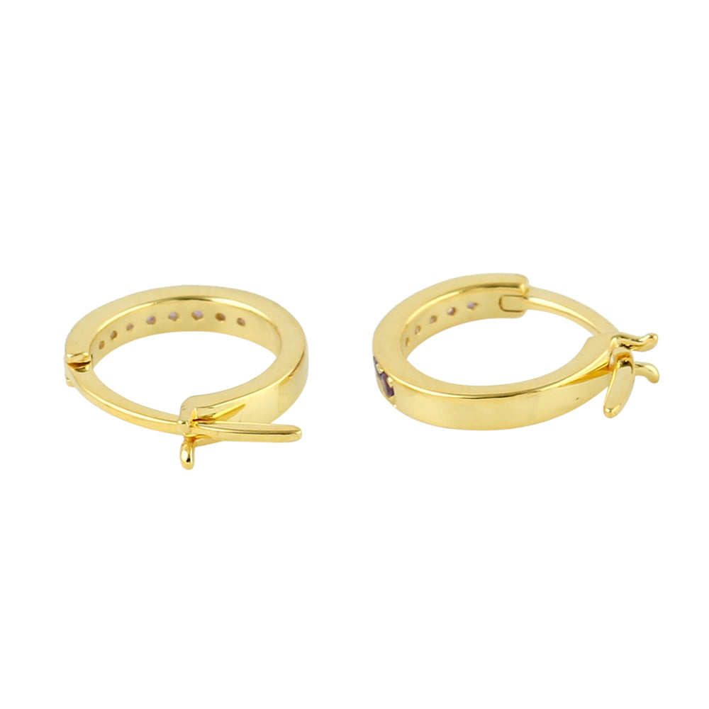Huggie Earrings Amethyst 10k Yellow Gold Jewelry February Birthstone Jewelry