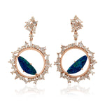 18kt Gold Opal Gemstone Designer Dangle Earrings October Birthstone Jewelry