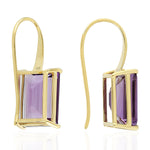 Natural Amethyst Dangle Earrings 14k Yellow Gold Jewelry February Birthstone Jewelry