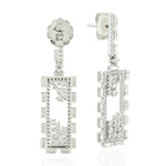 Natural Baguette Diamond Dangle Earrings 18k White Gold Jewelry Gift