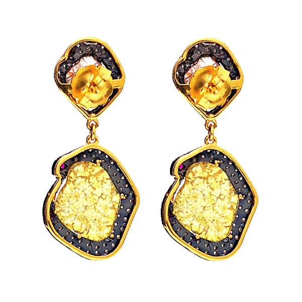 14kt Gold 925 Sterling Silver Diamond Gemstone Dangle Earrings Jewelry