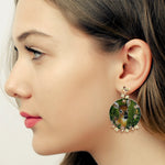 Amethyst Dangle Earrings 18k Yellow Gold Diamond Bakelite/Enamel Jewelry