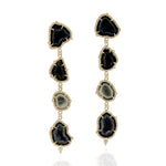 Brown Geode Drop Dangle Earrings 18k Yellow Gold Diamond Fine Jewelry