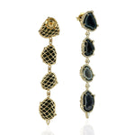 Brown Geode Drop Dangle Earrings 18k Yellow Gold Diamond Fine Jewelry