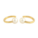 Natural Pearl Hoop In 14k Yellow Gold Gift For Her