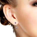 Amethyst Gemstone Pave Topaz Ear Jackets Sterling Silver Women's Jewelry February Birthstone Jewelry