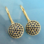 Natural Sapphire Dangle Earrings 10k Yellow Gold Jewelry