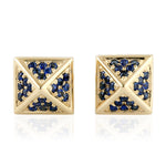Natural Blue Sapphire 18k Yellow Gold Stud Earrings For Women