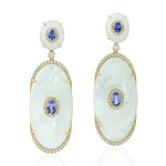 Mother of Pearl Dangle Earrings 18k Yellow Gold Jewelry