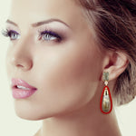 Agate Dangle Earrings 18k Yellow Gold Diamond Jewelry Gift