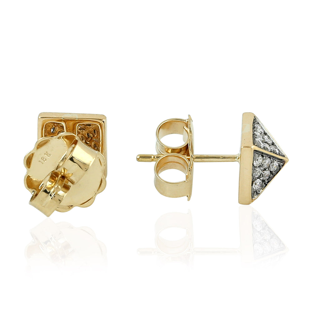Natural Diamond Stud Earrings 18k Yellow Gold Jewelry