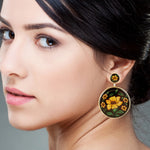 Natural Diamond Dangle Earrings 18k Yellow Gold Bakelite Jewelry
