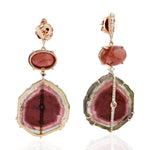 Natural Tourmaline Dangle Earrings 18K Rose Gold Jewelry Gift