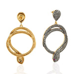 Natural Diamond Drop/Dangle Earrings 18k Gold Ruby Jewelry
