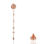 Natural Diamond Long Drop Dangle & Stud Earrings 18k Rose Gold Jewelry