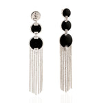 Natural Onyx Chandelier Earrings 18K White Gold Jewelry