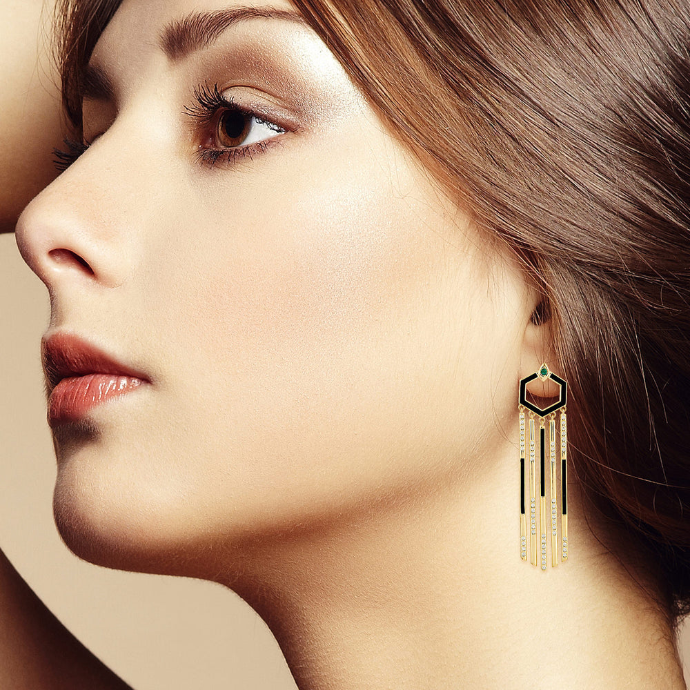 Natural Diamond Chandelier Earrings 18k Yellow Gold Jewelry