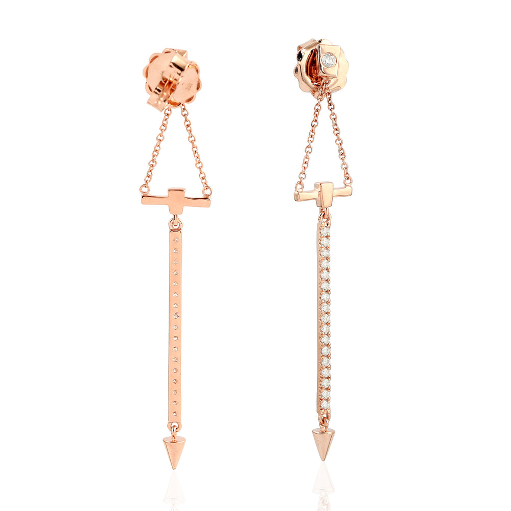 Natural Diamond Drop Dangle Earrings 18k Rose Gold Jewelry Gift