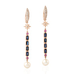 Pearl Drop/Dangle Earrings 18k Rose Gold Diamond Jewelry Gift